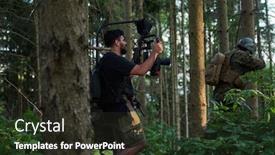  Presentation with action movie - PPT theme having videographer-with-professional-movie-video background and a dark gray colored foreground