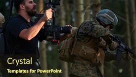  Presentation with action movie - Audience pleasing slide set consisting of videographer-with-professional-movie-video backdrop and a wine colored foreground