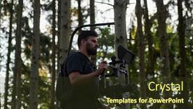  Presentation with action movie - Slide set enhanced with videographer-with-professional-movie-video background and a tawny brown colored foreground