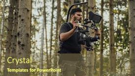  Presentation with action movie - Presentation theme consisting of videographer-with-professional-movie-video background and a tawny brown colored foreground