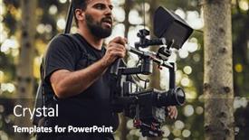  Presentation with action movie - Slides having videographer-with-professional-movie-video background and a wine colored foreground