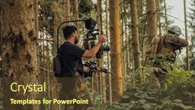  Presentation with action movie - Presentation theme consisting of videographer-with-professional-movie-video background and a tawny brown colored foreground