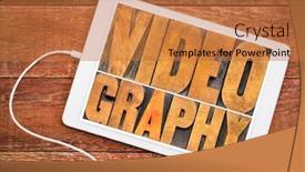  Presentation with entertainment - Theme featuring videography-word-abstract-in-vintage background and a coral colored foreground