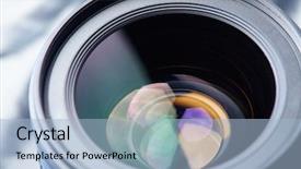  Presentation with lens - Slide set enhanced with videomaking - photographic lens background and a light blue colored foreground