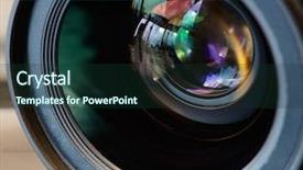  Presentation with lens - Beautiful PPT theme featuring videomaking - photographic lens backdrop and a tawny brown colored foreground