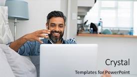  Presentation with relaxing - Beautiful PPT layouts featuring videos - happy mature man relaxing backdrop and a light gray colored foreground