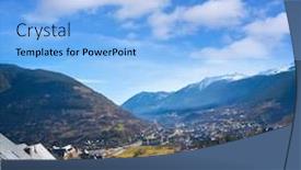  Presentation with village - Amazing presentation theme having vielha-also-viella-village backdrop and a light blue colored foreground