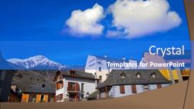  Presentation with village - Presentation theme having vielha-also-viella-village background and a cobalt blue colored foreground