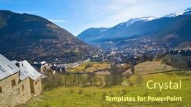  Presentation with village - Amazing theme having vielha-also-viella-village backdrop and a tawny brown colored foreground