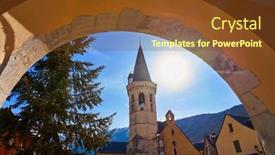  Presentation with village - Slides having vielha-also-viella-village background and a tawny brown colored foreground