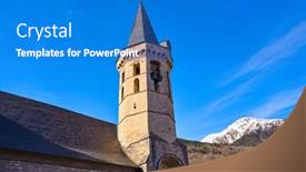  Presentation with church - Theme consisting of vielha-viella-church-sant-miqueu background and a cobalt blue colored foreground
