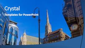  Presentation with vienna - PPT layouts consisting of vienna austria - cityscape architecture background background and a cobalt blue colored foreground