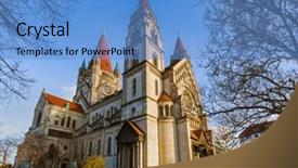  Presentation with view of colonial architecture - Presentation theme with vienna austria - cityscape architecture background background and a teal colored foreground