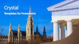  Presentation with vienna - Beautiful PPT theme featuring vienna austria - cityscape architecture background backdrop and a cobalt blue colored foreground