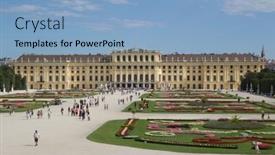  Presentation with schonbrunn - PPT theme with vienna-austria-august-7-tourist background and a light blue colored foreground