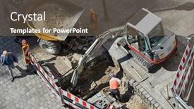  Presentation with infrastructure - PPT theme consisting of vienna-austria-circa-2018-construction background and a tawny brown colored foreground