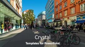 Presentation with city people walking - PPT theme consisting of vienna-austria-september-27-2018 background and a dark gray colored foreground