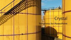  Presentation with industrial textile industry yarn spools - Audience pleasing theme consisting of vienna city background - industrial area in wien backdrop and a  colored foreground