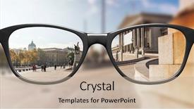  Presentation with glasses - Beautiful PPT layouts featuring vienna city background - view through glasses sharp backdrop and a mint green colored foreground