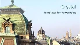  Presentation with blue sky - PPT layouts having vienna rooftops cityscape with blue background and a sky blue colored foreground