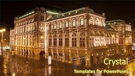  Presentation with opera - Colorful presentation design enhanced with vienna state opera in night backdrop and a tawny brown colored foreground