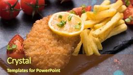  Presentation with free steak - Theme featuring vienna steak breaded and deep background and a tawny brown colored foreground