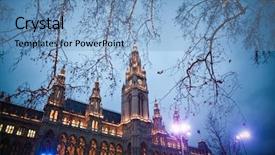  Presentation with town hall sky scrappers - Colorful theme enhanced with vienna town hall and park backdrop and a light blue colored foreground