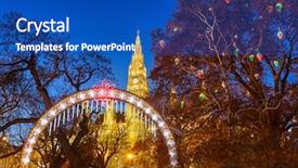  Presentation with town hall - Slide set featuring vienna town hall and park background and a ocean colored foreground