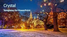  Presentation with vienna - Beautiful PPT theme featuring vienna town hall and park backdrop and a ocean colored foreground