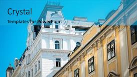 Presentation with classical - Presentation having viennese classical style building austria europe background and a teal colored foreground