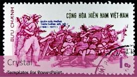  Presentation with vietnam war - Slide deck featuring vietnam-circa-1971-a-stamp background and a coral colored foreground