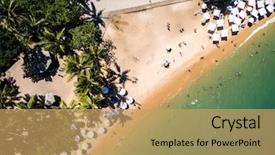  Presentation with paradise - Amazing PPT theme having vietnam trees - top view of paradise beach backdrop and a yellow colored foreground