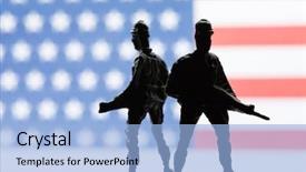  Presentation with vietnam war - Slide set enhanced with vietnam war - american soldier background and a light blue colored foreground