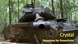  Presentation with vietnam war - Presentation design enhanced with vietnam war - american tank destroyed by viet background and a tawny brown colored foreground