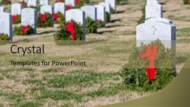  Presentation with veterans - Slides enhanced with vietnam war - veterans cemetery adorned with wreaths background and a coral colored foreground