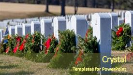  Presentation with veterans - PPT layouts consisting of vietnam war - veterans cemetery adorned with wreaths background and a tawny brown colored foreground