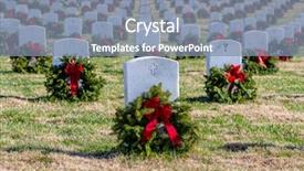  Presentation with veterans - Audience pleasing theme consisting of vietnam war - veterans cemetery adorned with wreaths backdrop and a seafoam green colored foreground