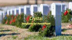  Presentation with veterans - Cool new slides with vietnam war - veterans cemetery adorned with wreaths backdrop and a tawny brown colored foreground