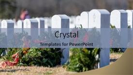  Presentation with veterans - Amazing PPT layouts having vietnam war - veterans cemetery adorned with wreaths backdrop and a light blue colored foreground