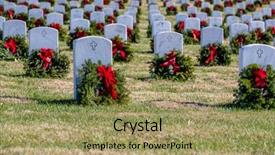  Presentation with veterans - Slide deck consisting of vietnam war - veterans cemetery adorned with wreaths background and a mint green colored foreground