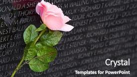  Presentation with vietnam war - PPT theme with vietnam war memorial wall background and a dark gray colored foreground