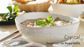  Presentation with beef - Audience pleasing presentation theme consisting of vietnamamese-meal-with-beef-pho backdrop and a mint green colored foreground
