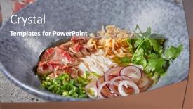  Presentation with dark blue gray - Amazing presentation theme having vietnamese-cuisine-beef-pho-noodle backdrop and a gray colored foreground