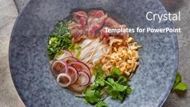  Presentation with dark blue gray - Colorful presentation enhanced with vietnamese-cuisine-beef-pho-noodle backdrop and a gray colored foreground