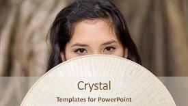  Presentation with hat - Slide set consisting of vietnamese culture - close up mysterious young woman background and a lemonade colored foreground