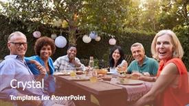  Presentation with farewell of friends - Beautiful presentation theme featuring vietnamese culture - portrait of mature friends enjoying backdrop and a tawny brown colored foreground