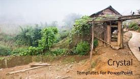  Presentation with vietnam culture - Slide deck featuring vietnamese culture - terraced green rice fields background and a coral colored foreground