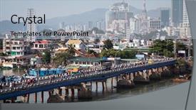  Presentation with top view of amazon river - Cool new PPT theme with vietnamese culture - view over nha trang backdrop and a light blue colored foreground