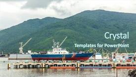  Presentation with port - Slide deck featuring vietnamese-fishing-port and a ocean colored foreground