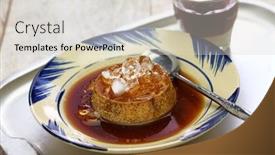  Presentation with pudding - Amazing slide deck having vietnamese-flan-banh-flan-vietnamese backdrop and a light gray colored foreground